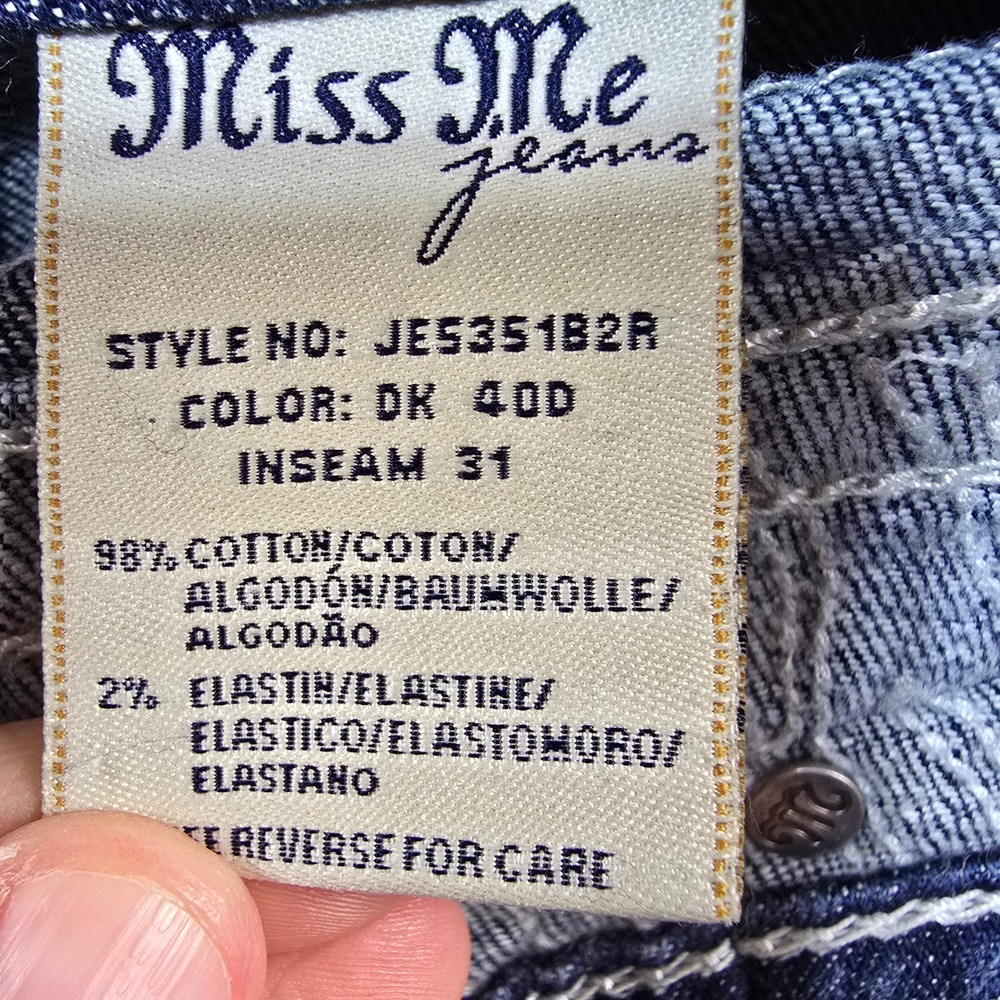 Miss Me Bootcut Jeans Womens 29 Dark Wash Rhinestone Embellished Y2K Bling B - Picture 13 of 13